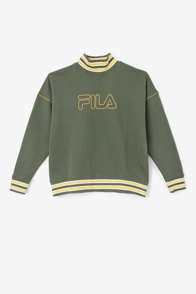 Fila Calista Oversized Pullover Olive Sweatshirt Womens - NZ 72615-WFDA